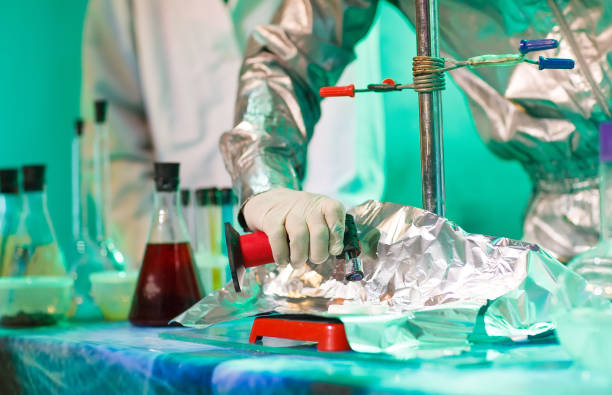 istock Experiments in a chemistry lab. conducting an experiment in the laboratory. 1269658154