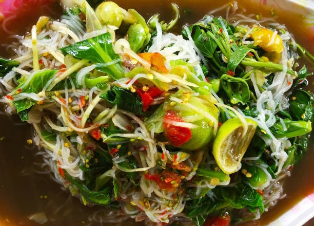 istock Rice noodle spicy salad with vegetable. 1269659520