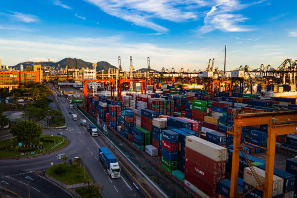 istock Container Cargo freight ship Terminal in Hong kong 1269659720