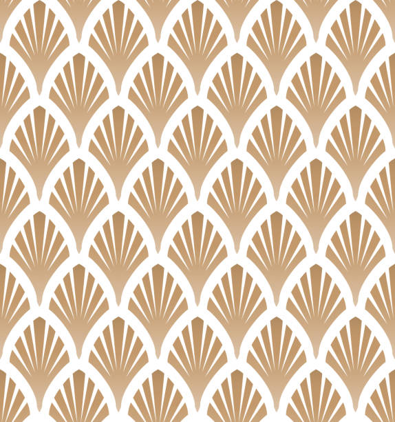 Art deco, great gatsby vector pattern with golden fans. Seamless pattern. Art deco, great gatsby vector pattern with golden fans. Classic, retro, vintage illustration. Seamless pattern. gatsby stock illustrations