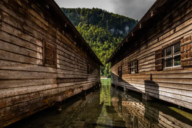 boathouses at the bavarian königssee