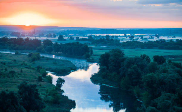 istock Beautiful nature landscape from hill, dramatic sunset 1269662340
