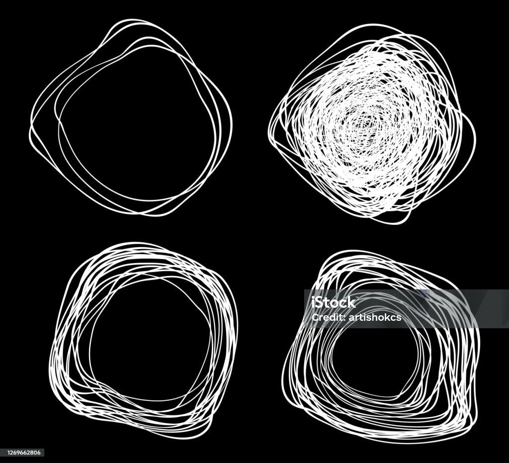 Distorted Circle Design Set Of Vector Hand Drawn Distorted Circles Using Sketch Drawing ...