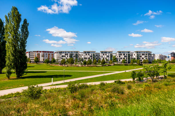 modern residential complex with public park in Germany