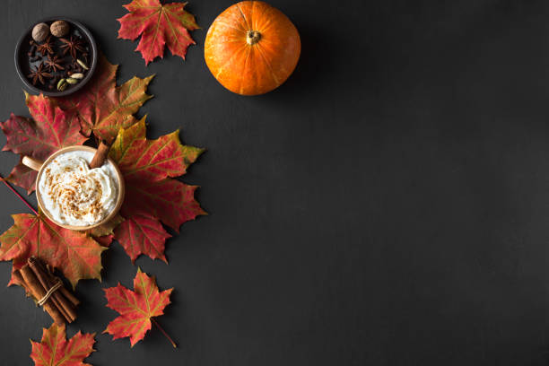 istock Autumn composition with Pumpkin Spice Latte 1269665467