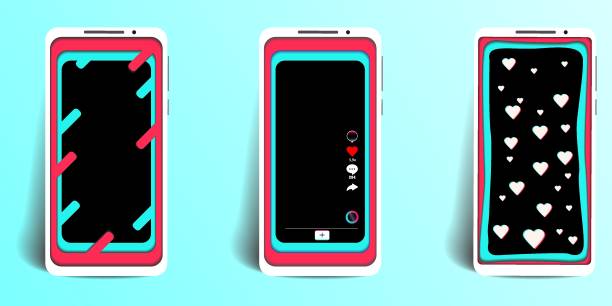 istock Set of screen layout of the app for viewing videos on the Internet. Web application icon templates, user interface. Smartphone view in paper layer cut. Paper cut and craft style. Vector illustration. 1269666350