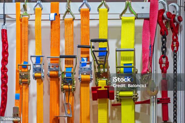 Ratchet Straps Cargo Stock Photo - Download Image Now - Strap, Truck, Freight Transportation