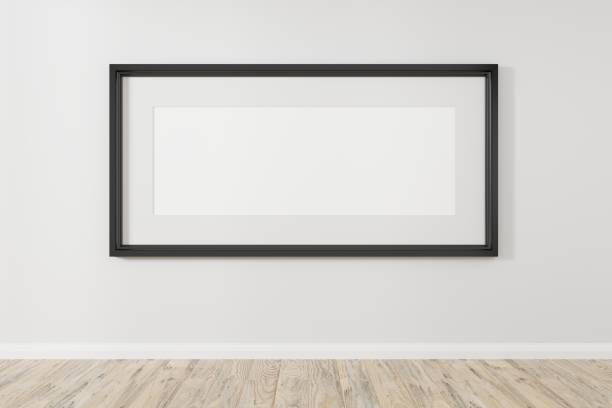 istock Square wood frame mockup. Wooden frame on wooden floor. Square frame 3d illustrations. 1269666579