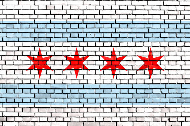 istock flag of Chicago painted on brick wall 1269667526
