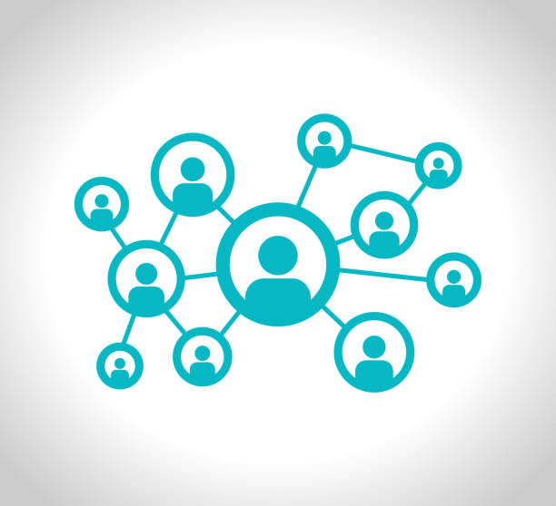 ilustrações de stock, clip art, desenhos animados e ícones de social network stock illustration. connection, computer network, social media or communication vector icon - teamwork cooperation strategy unity