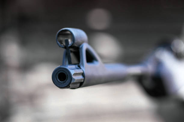closeup of air rifle barrel muzzle