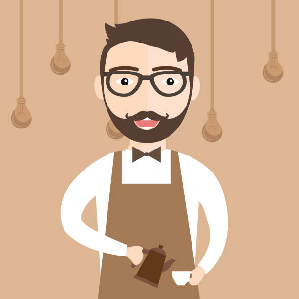 Barista is making coffee in cafe.Vector illustration design, restaurant, food and beverage Barista is making coffee in cafe.Vector illustration design, restaurant, food and beverage. barista stock illustrations