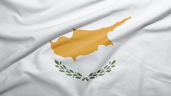 Cyprus flag crumpled with fabric texture