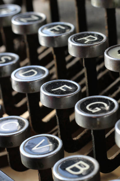 istock Extreme close up image of vintage azerty typewriter keys 1269672611