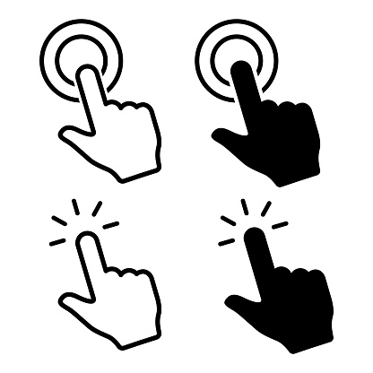 Hand click icon. Hand clicking. Vector