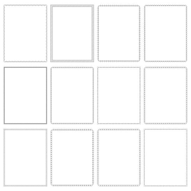 Basic Page Border Frames-8.5x11 A collection of 8.5 x 11 frames scalloped illustration technique stock illustrations
