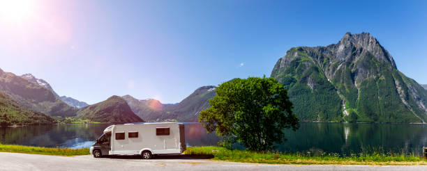 istock Motorhome standing at a fjord in Norway 1269677002