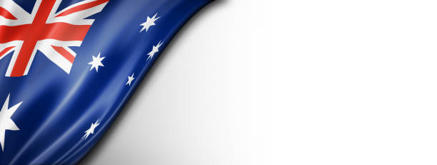 австралийский флаг изолирован на белом баннере - australian flag стоковые фото и изображения