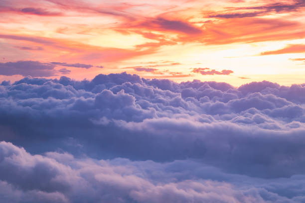 istock View at sunrise with puffy foggy. 1269679629
