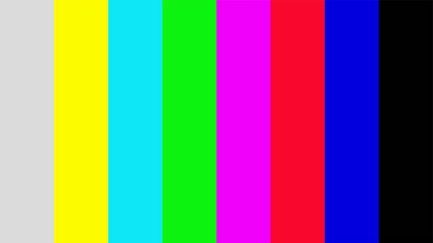 istock Telecommunication background. No TV signal. Test card of colored stripes. Vector illustration. 1269685353