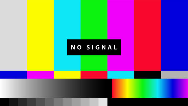 istock Telecommunication background. No TV signal. Test card of colored stripes. Vector illustration. 1269685359