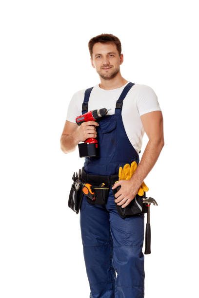 istock Young caucasian repairman worker holding cordless screwdriver 1269687128