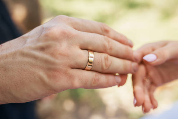 istock Wedding couple exchanging wedding rings. Wedding rings. 1269688729