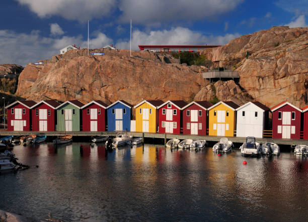 istock Colourful Boat Houses At Smogenbryggan In Smogen 1269692950
