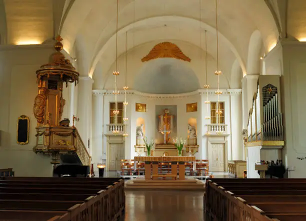 Interior Of Domkyrka Cathedral Of Karlstad With View To The Altar