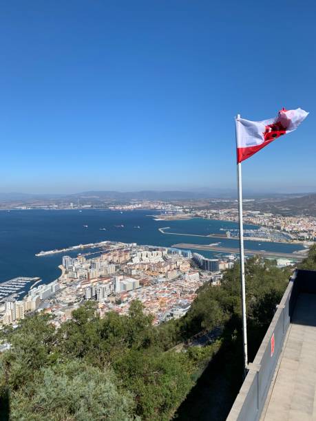 istock Gibraltar flag and town 1269696180