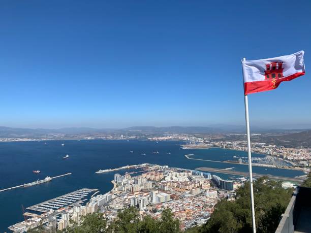 istock Gibraltar flag and town 1269696182