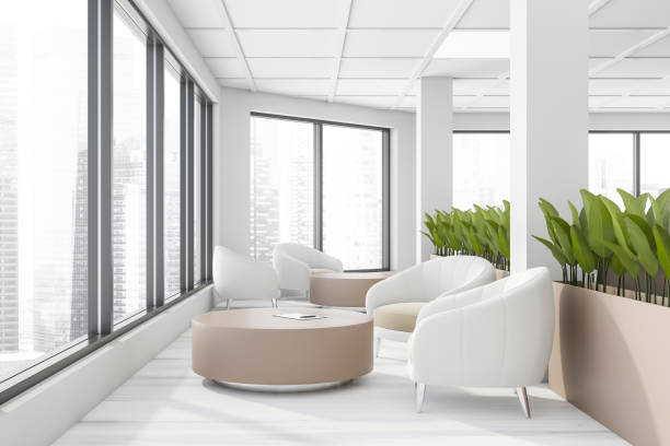 istock White office waiting room with armchairs 1269697018