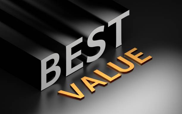 istock Golden silver words - best value - on black background 1269698139