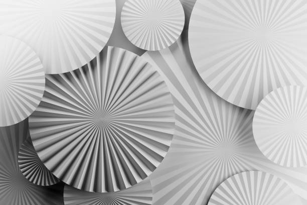 Abstract decorative background with folded geometric origami circles. 3d illustration.