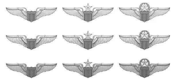 Vector illustration of U.S. Air Force Pilot Wings