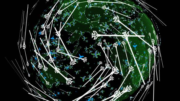 istock The abstract flight path in all direction around the globe earth 3D rendering and 3d illustration 1269700293