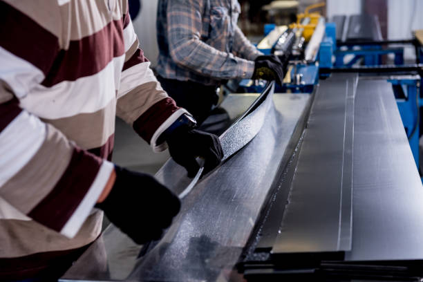 istock Metal sheet forming machine at the modern metalwork factory. 1269700384