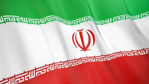 The waving flag of Iran . High quality 3D illustration. Perfect for news, reportage, events.