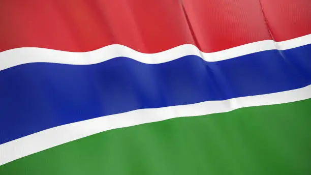 The waving flag of Gambia . High quality 3D illustration. Perfect for news, reportage, events.