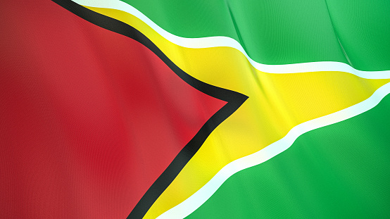 The waving flag of Guyana . High quality 3D illustration. Perfect for news, reportage, events.