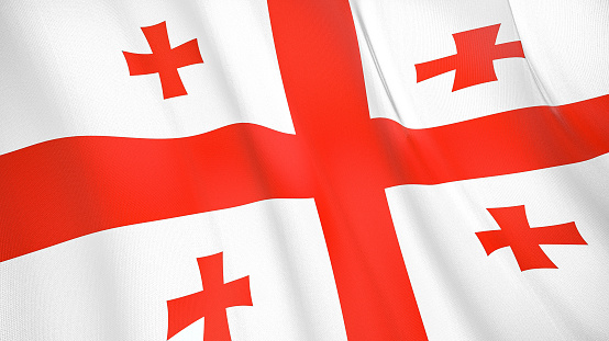 The waving flag of Georgia . High quality 3D illustration. Perfect for news, reportage, events.