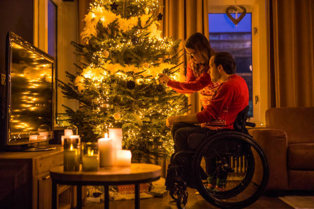 istock Christmas for disabled couple in xmas home 1269703110