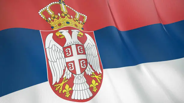 The waving flag of Serbia . High quality 3D illustration. Perfect for news, reportage, events.