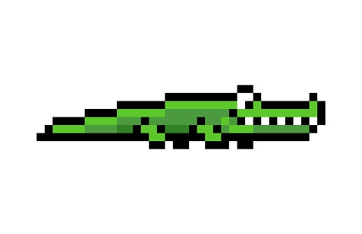 Pixel Art 8bit Funny Cute Green Crocodile Icon Isolated Vector Illustration  Stock Illustration - Download Image Now - iStock