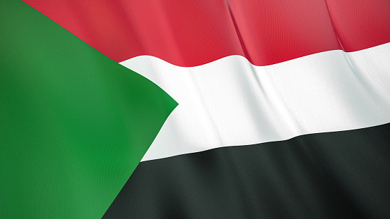 The waving flag of Sudan . High quality 3D illustration. Perfect for news, reportage, events.