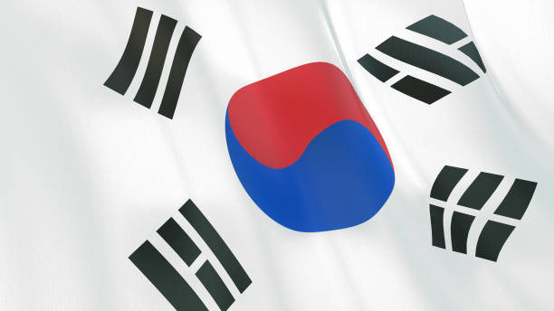 The flag of South Korea 3D illustration. The waving flag of South Korea . High quality 3D illustration. Perfect for news, reportage, events. kansas football stock pictures, royalty-free photos & images