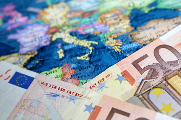 istock Euro banknotes on the map of Europe 1269708667