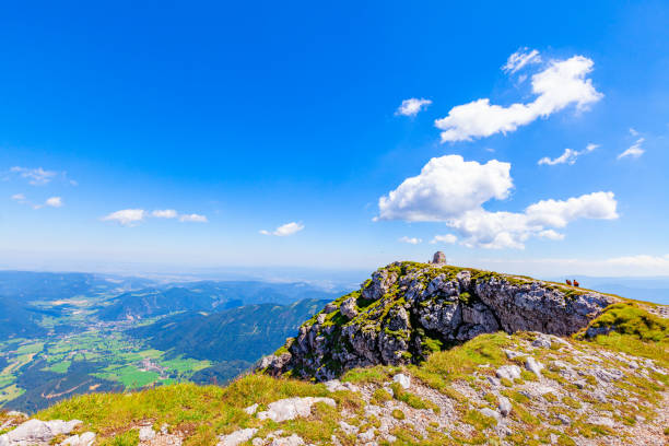 View from the Schneeberg in Lower Austria View towards the Kaiserstein and Puchberg wiener neustadt stock pictures, royalty-free photos & images