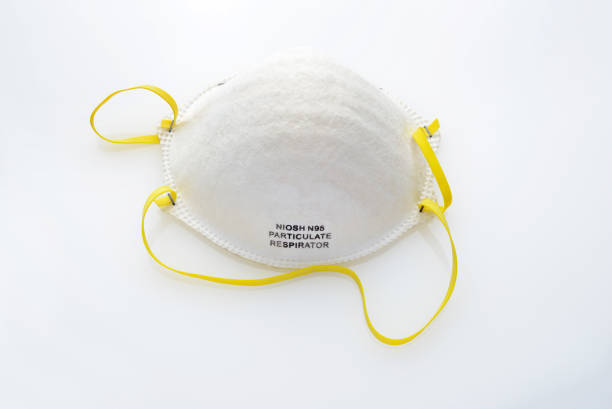 closeup niosh n95 face mask on white