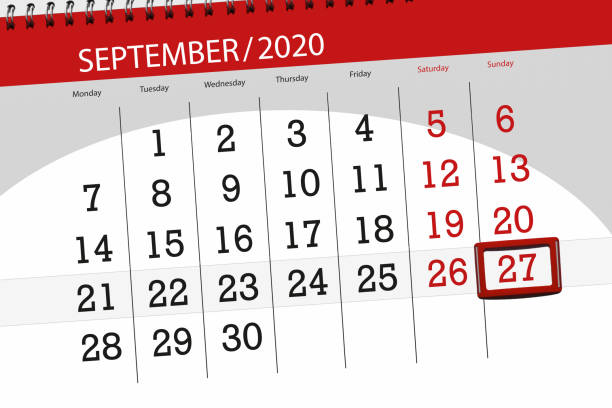 istock Calendar planner for the month september 2020, deadline day, 27, sunday 1269711379